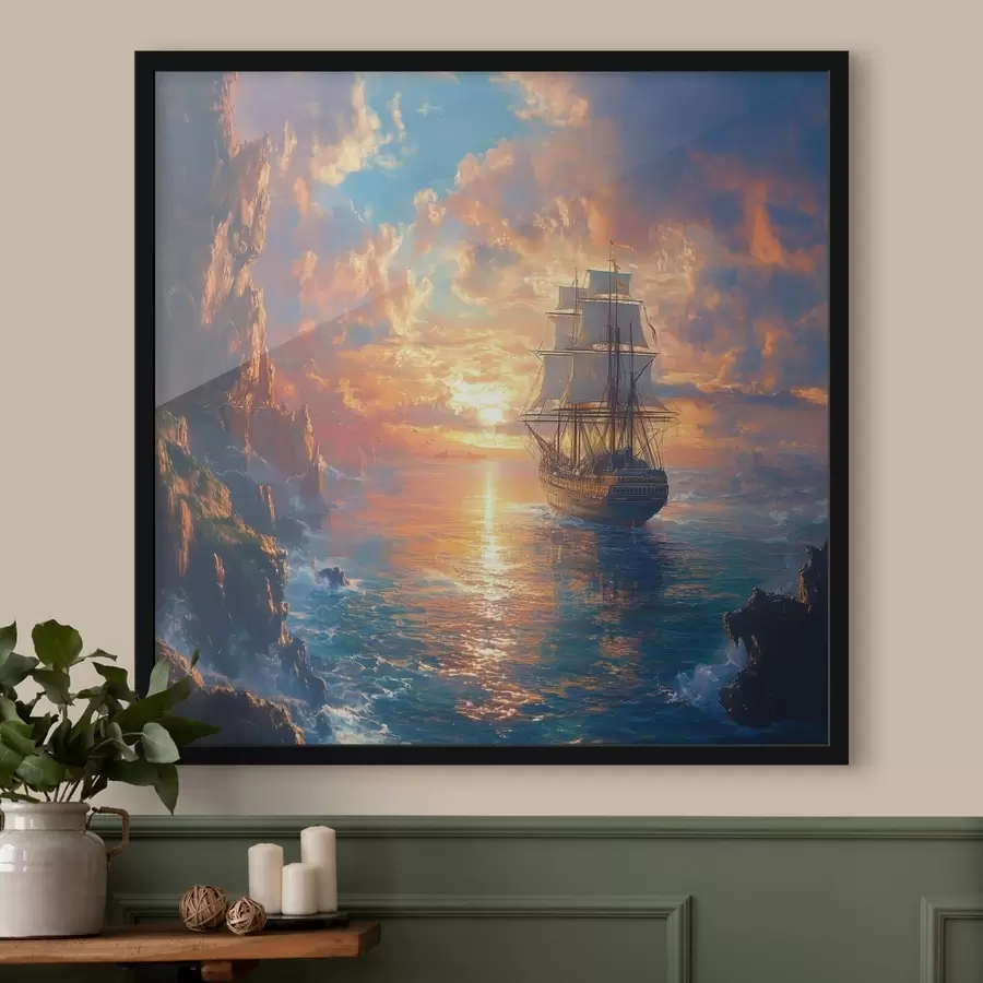 Papier peint photo navire sur la mer f42024