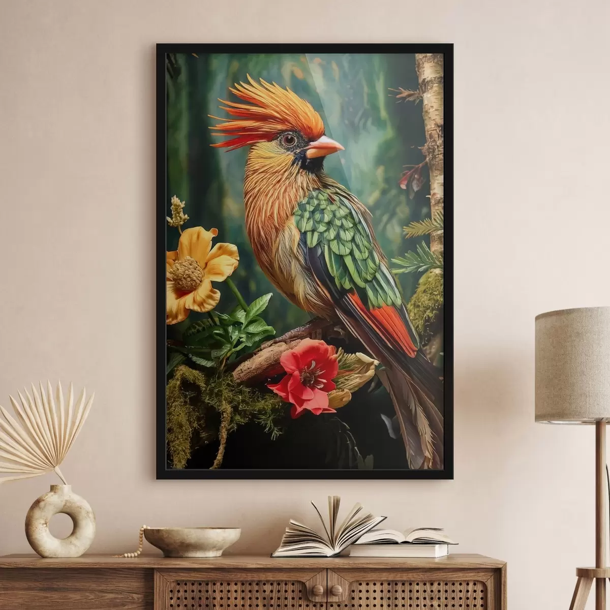 Affiche un oiseau lumineux sur une branche f42028