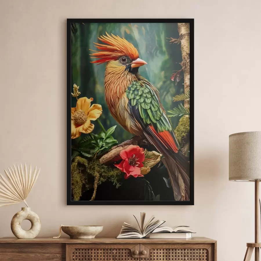 Papier peint photo un oiseau lumineux sur une branche f42028