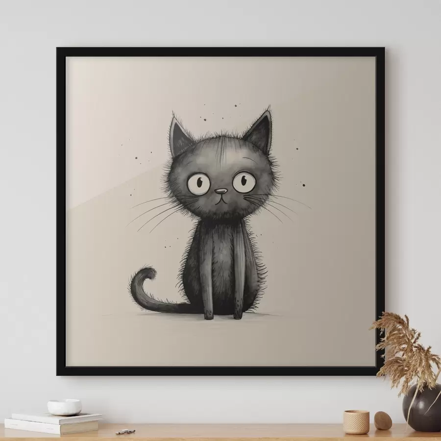 Fotobehang Zwarte kat minimalisme f42033