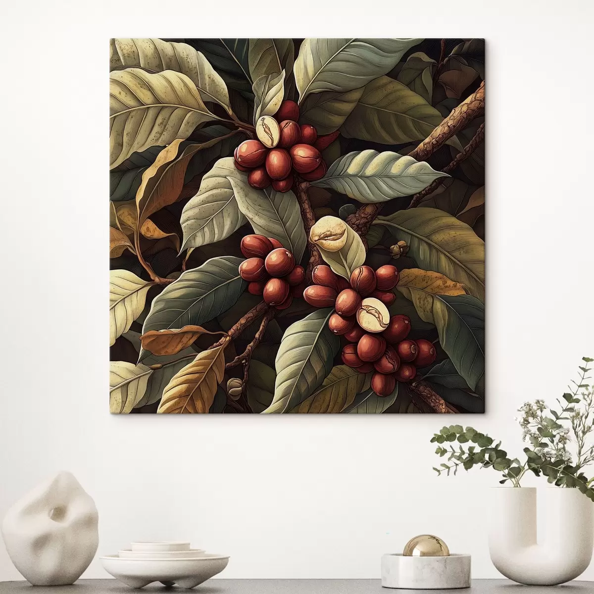  Peintures Caféier avec fruits et feuilles s41980