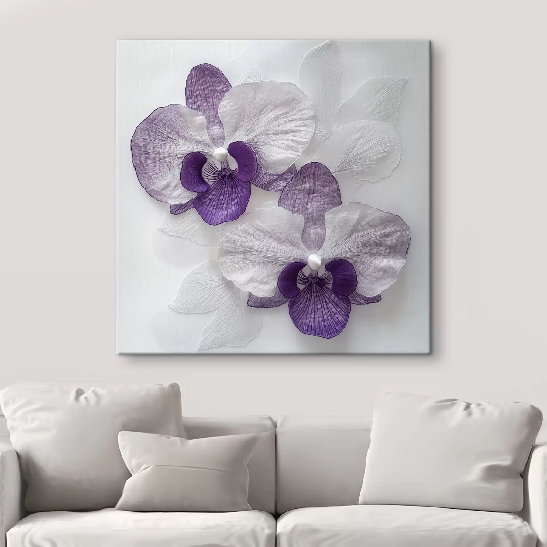 Papier peint photo Élégantes orchidées violettes à la texture délicate s42043