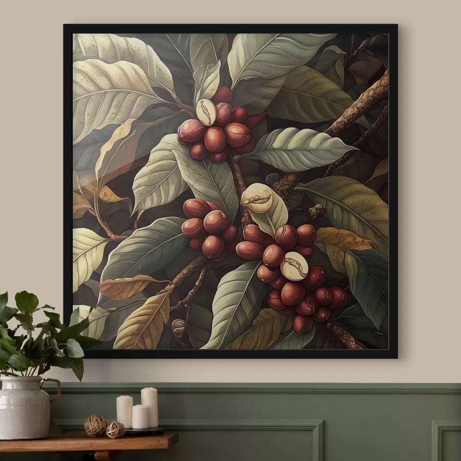  Peintures Caféier avec fruits et feuilles f41980