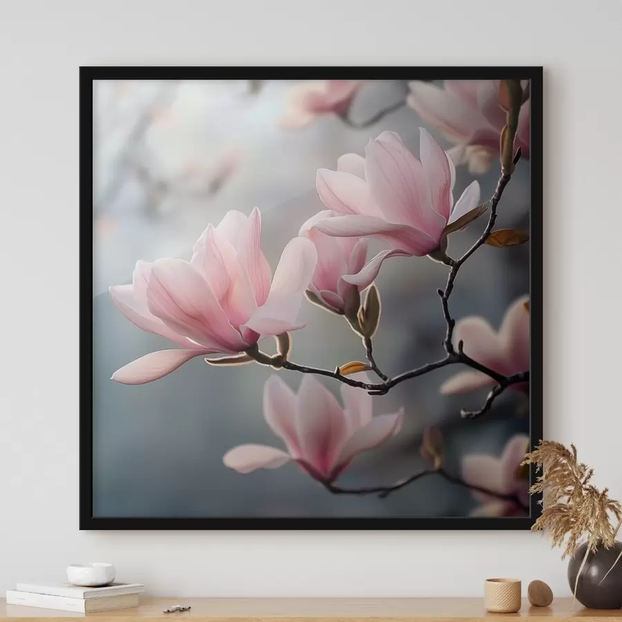 Fotobehang Magnolia bloemen op een tak f42042