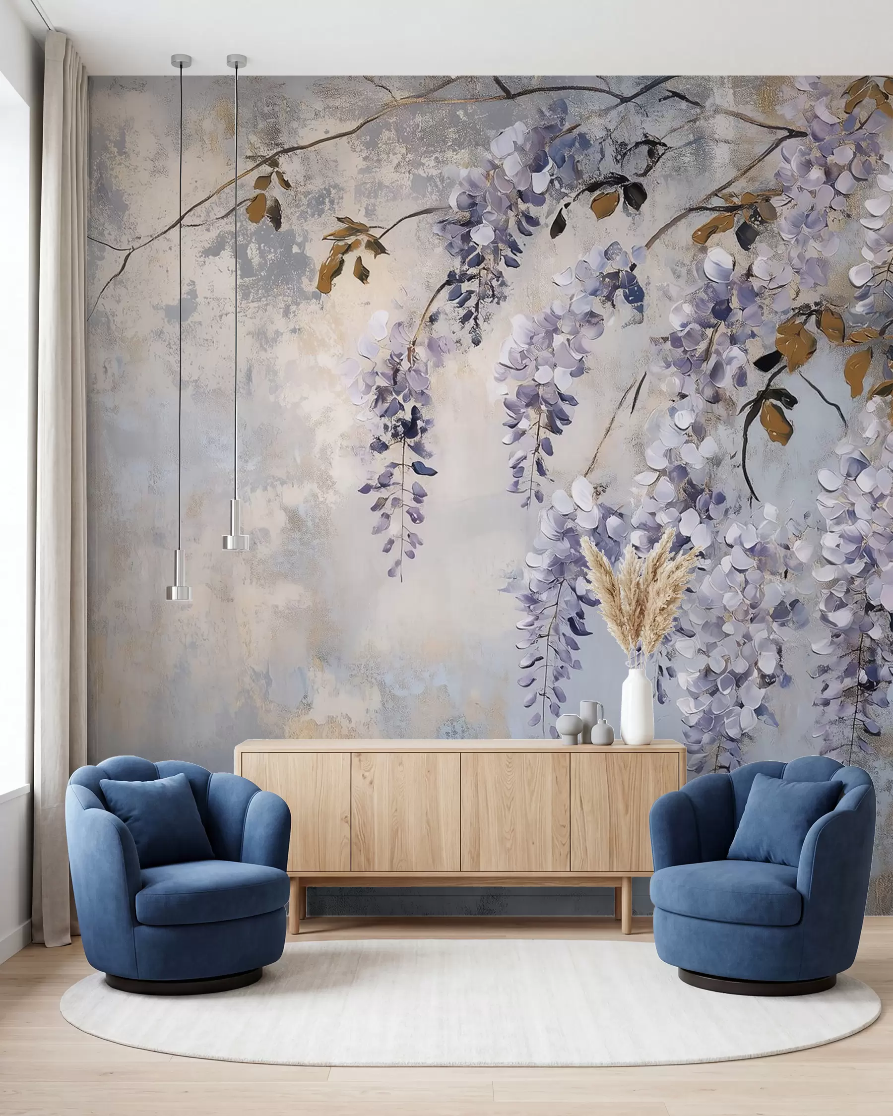 Fotobehang Hangende blauweregen w02451