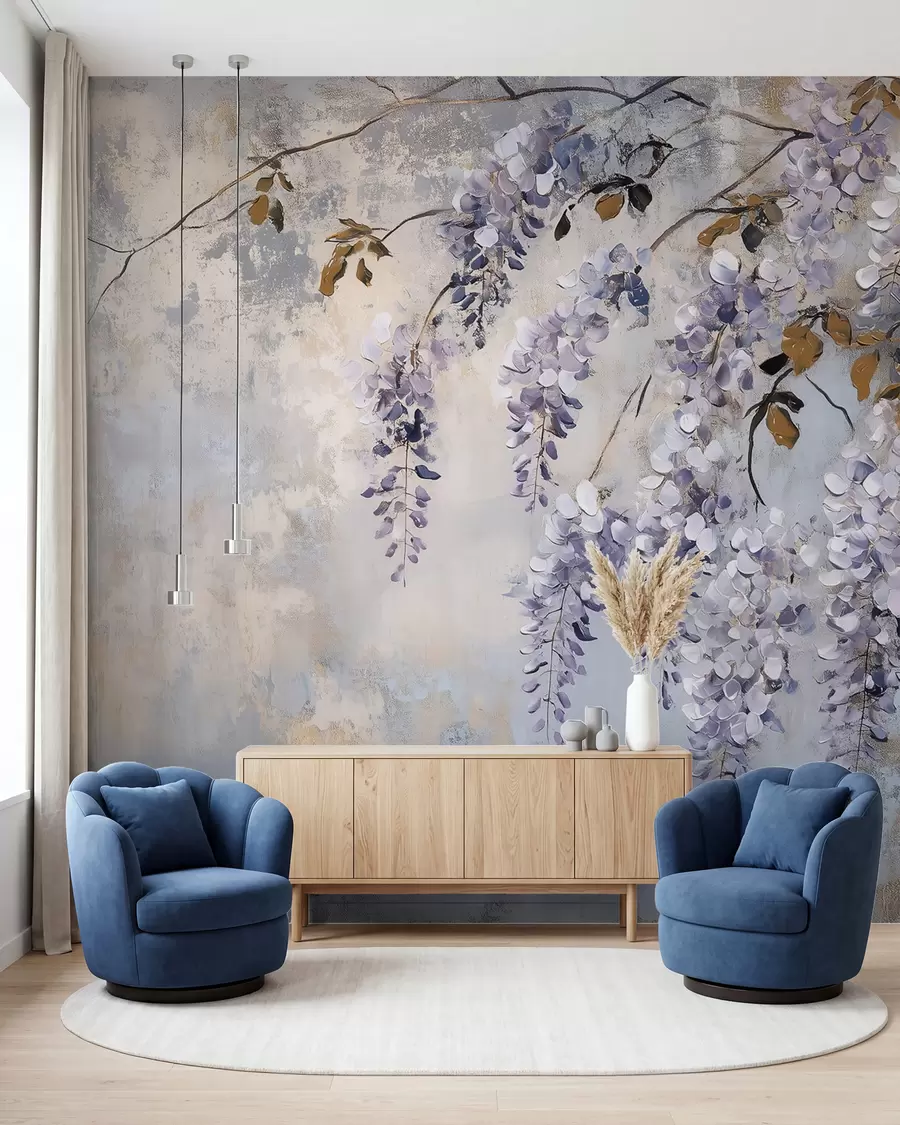 Fotobehang Hangende blauweregen w02451