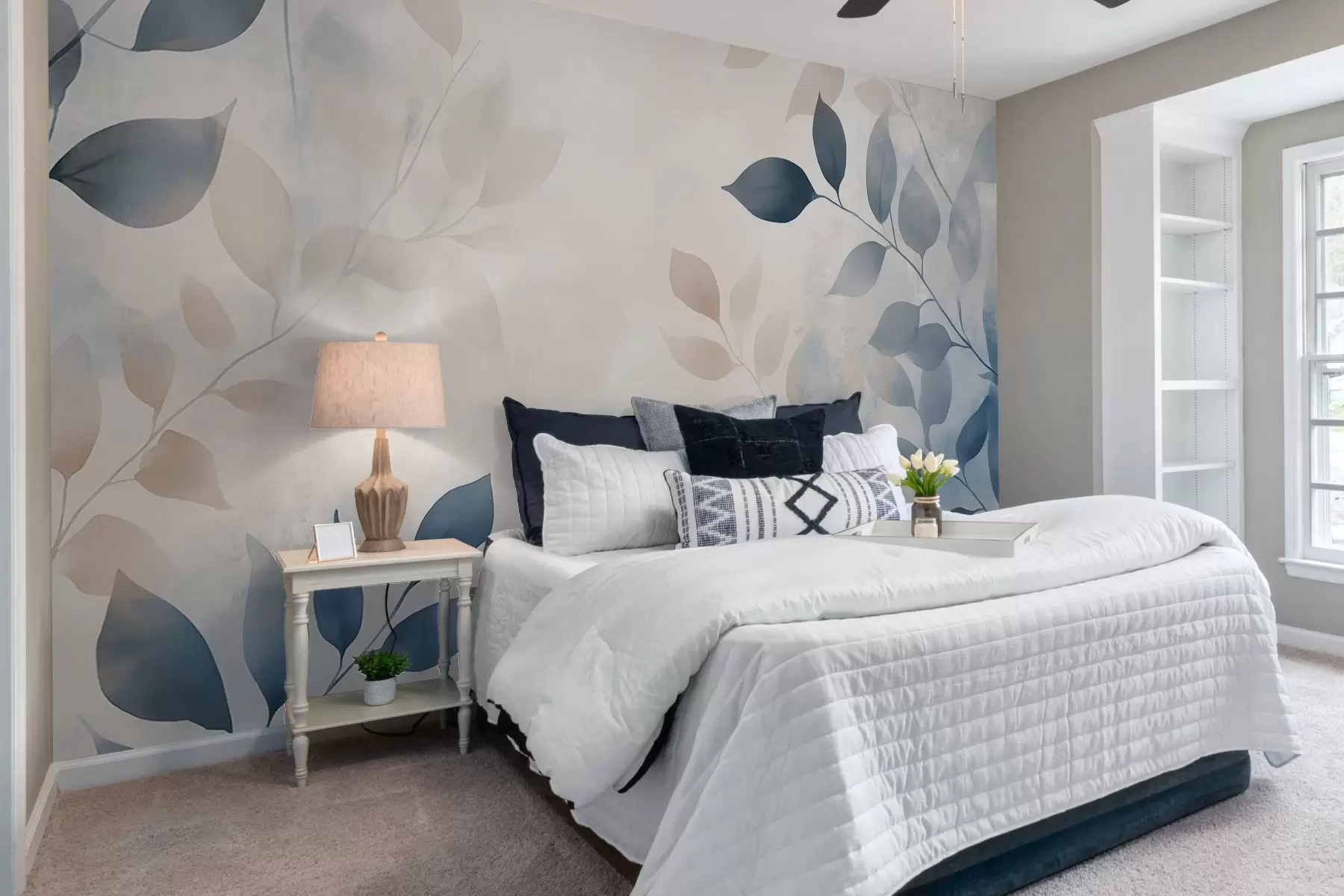 Fotobehang delicate bladeren in aquareltechniek w02453