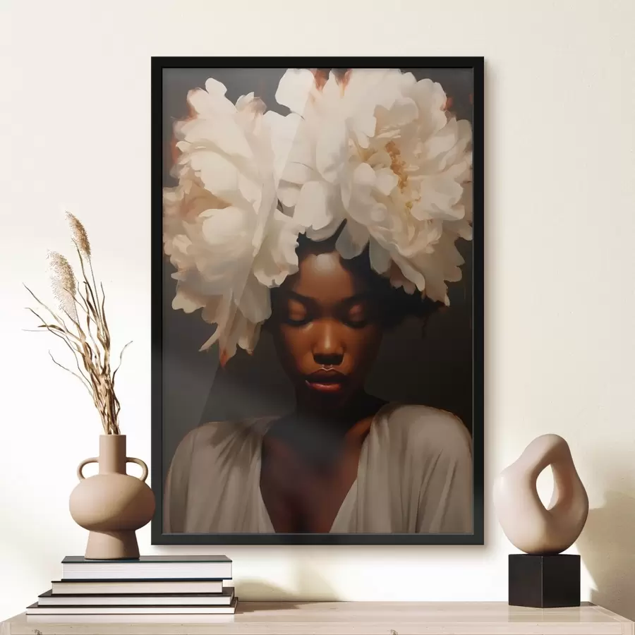 Fotobehang Model meisje en bloemen in haar haar f41799