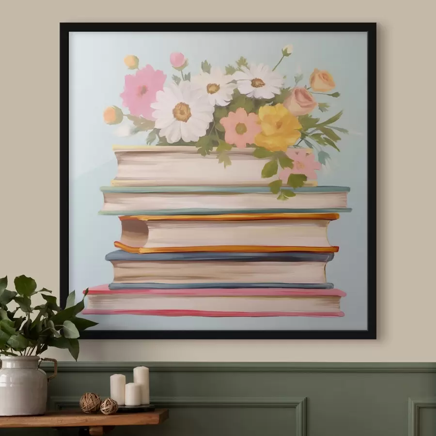 Papier peint photo Livres et fleurs f41803