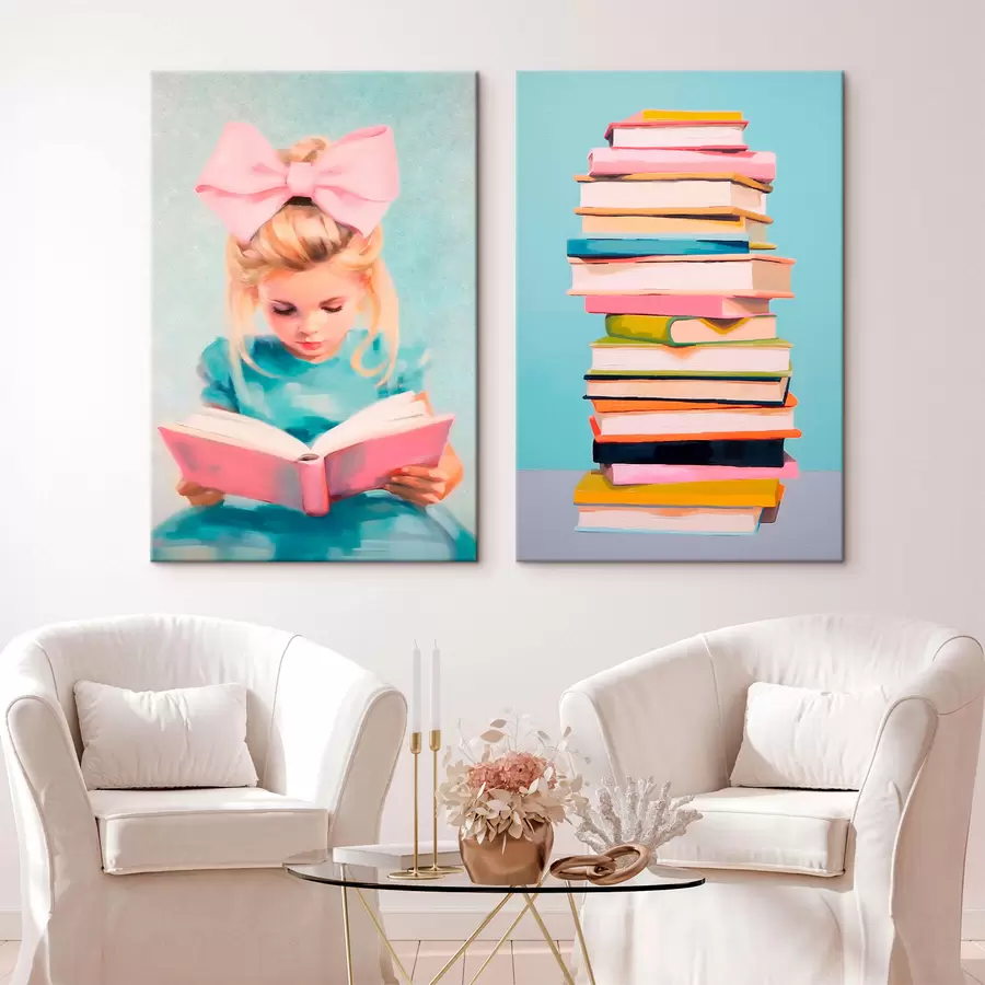  Peintures Une fille et des livres m00395
