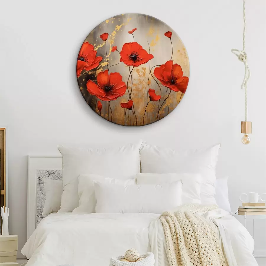  Peintures Coquelicots sur fond d'abstraction marron r35515