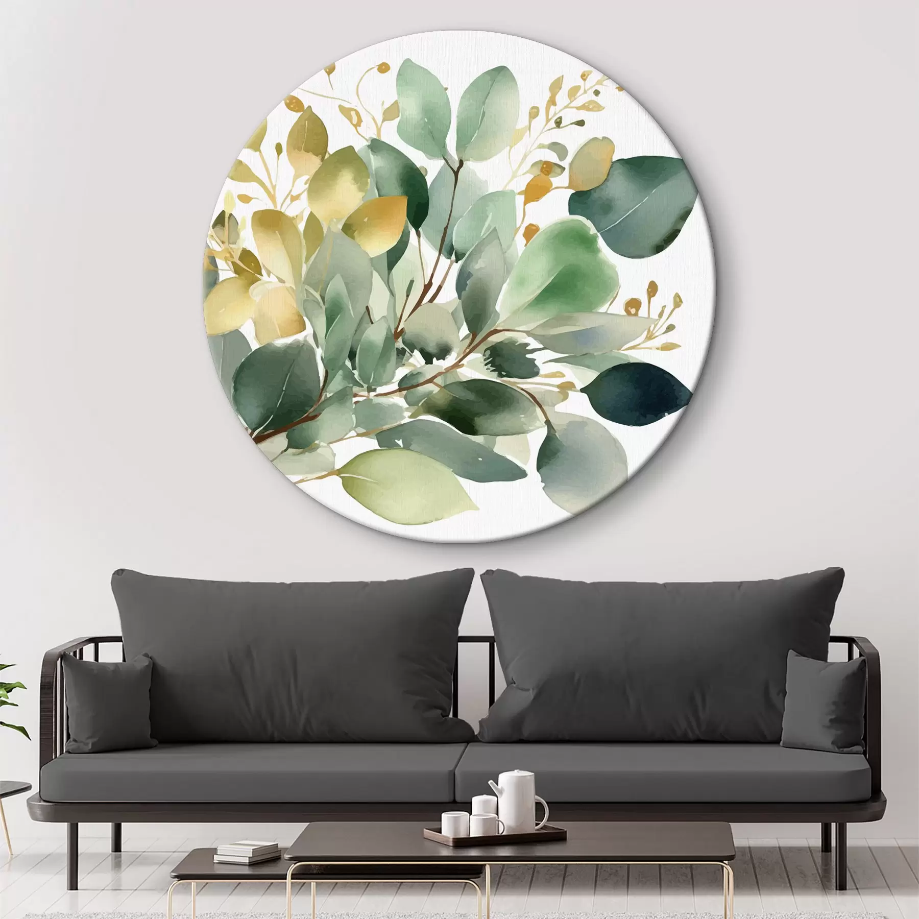  Schilderijen Boeket van eucalyptustakken in aquarelstijl r36365