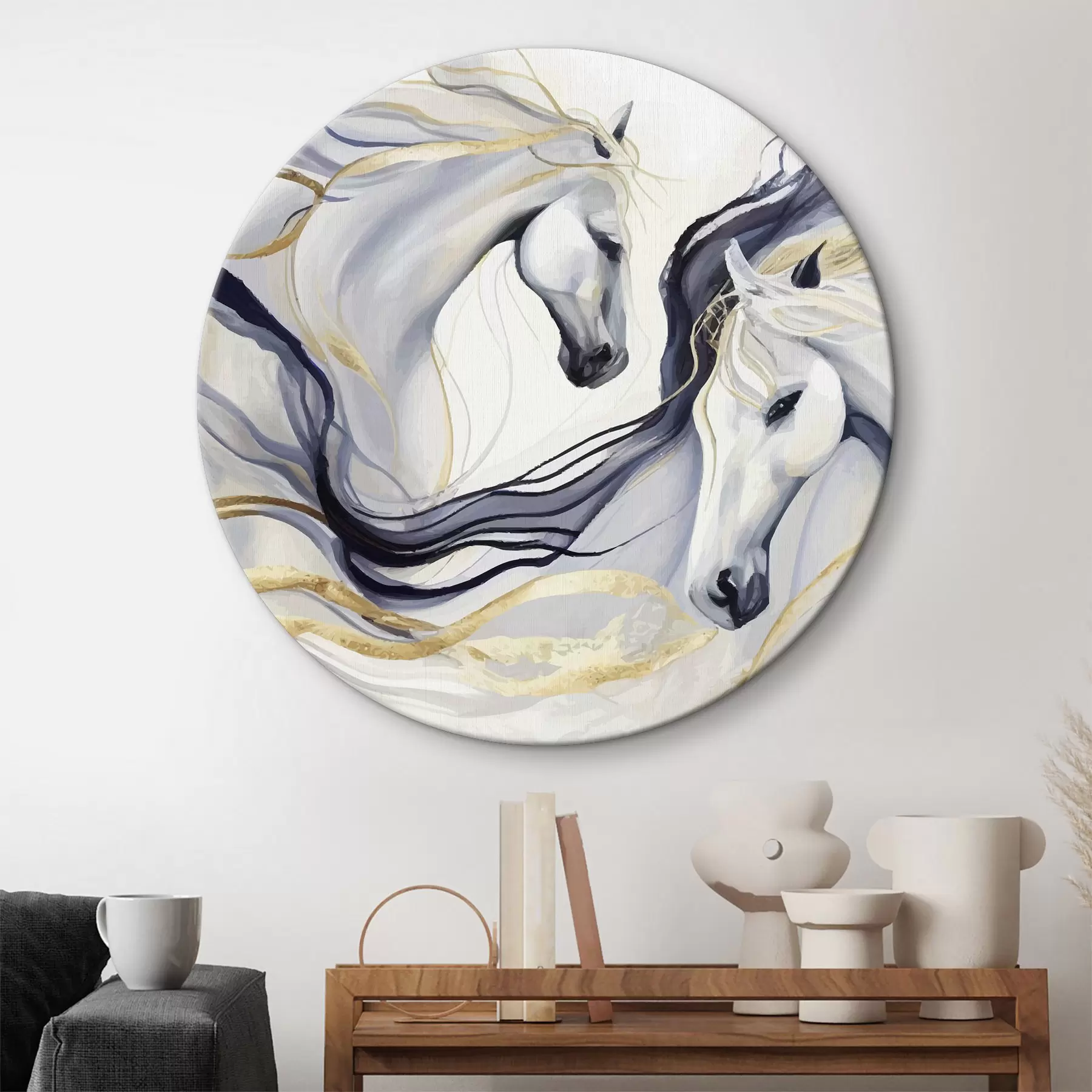  Peintures Paire de chevaux abstraits avec accents r36623