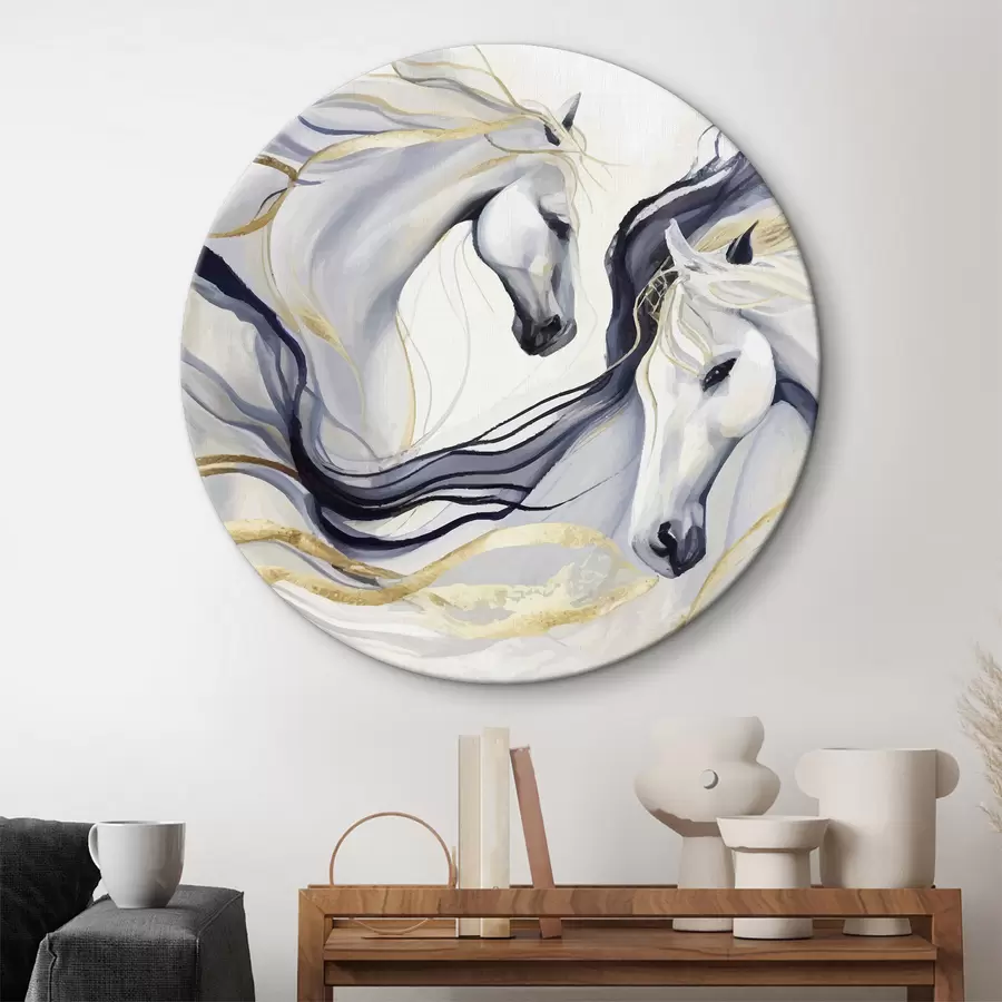  Schilderijen Abstracte paardenkoppel met accenten r36623