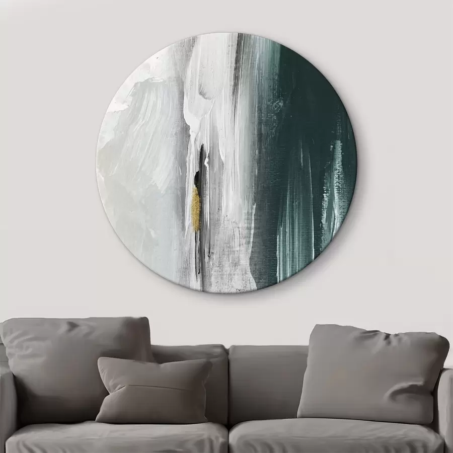  Schilderijen Abstract schilderij met witte en groene verf r37158