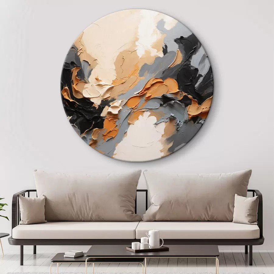  Schilderijen Abstract olieverfschilderij met zwarte, blauwe en beige verf r37328