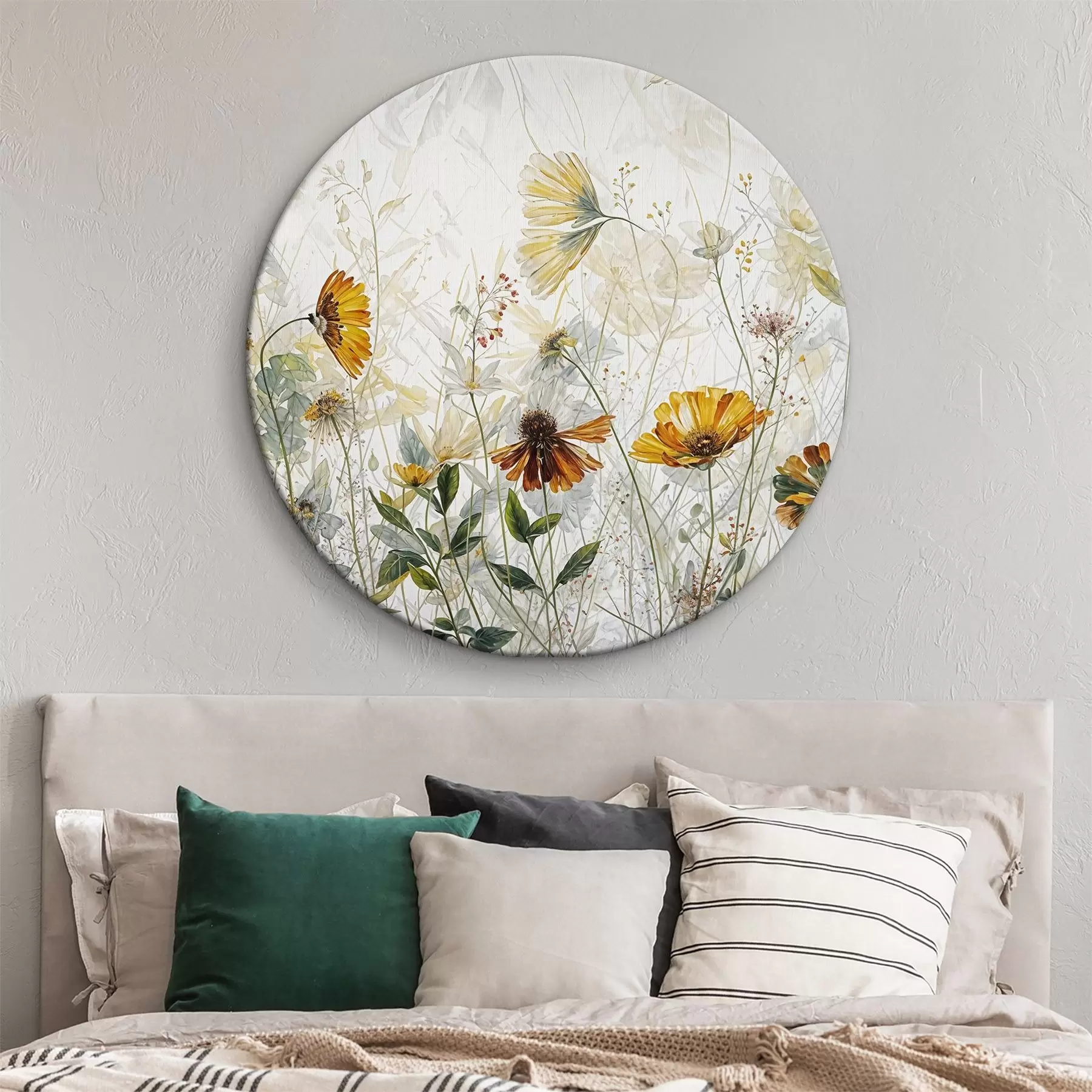  Schilderijen Veld delicate bloemen op witte achtergrond olieverfschilderij r38197