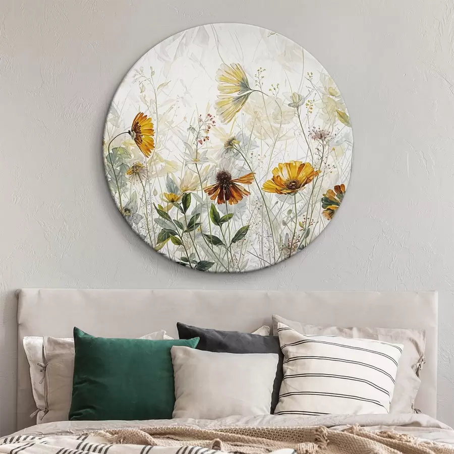  Peintures Fleurs délicates de champ sur la peinture à l'huile de fond blanc r38197