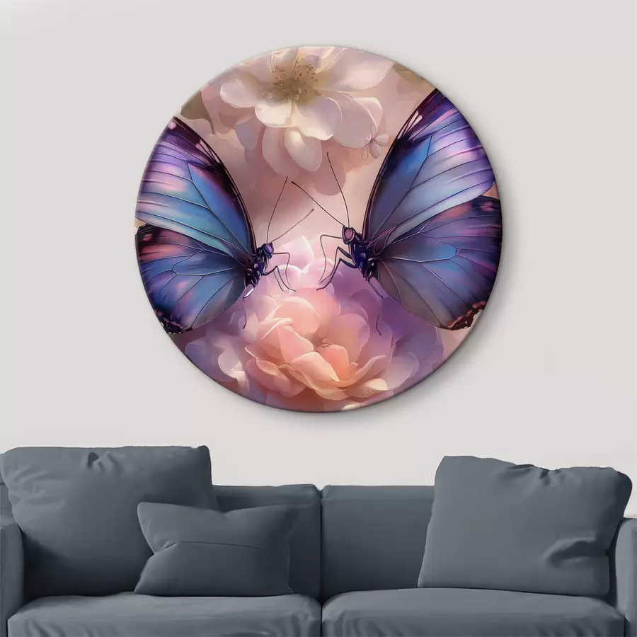  Schilderijen Twee vlinders in bloemen in aquarelstijl r38534