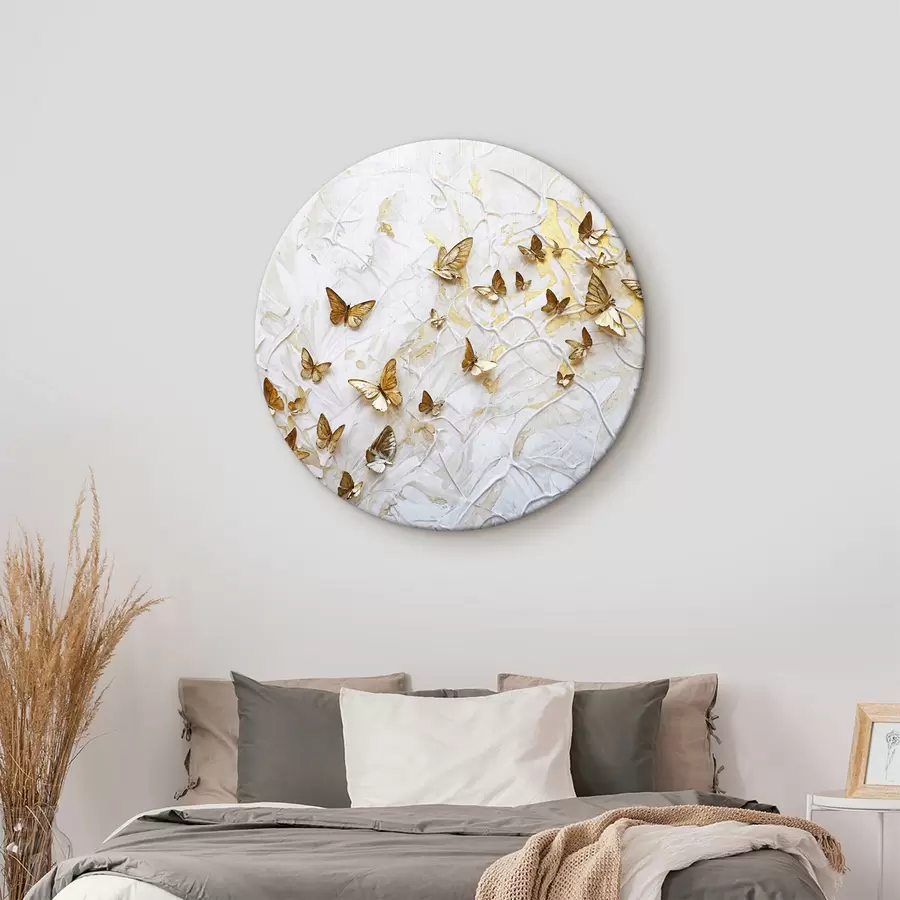  Schilderijen Een grote groep vlinders op een witte achtergrond, waardoor een mooi en ingewikkeld patroon ontstaat r38970