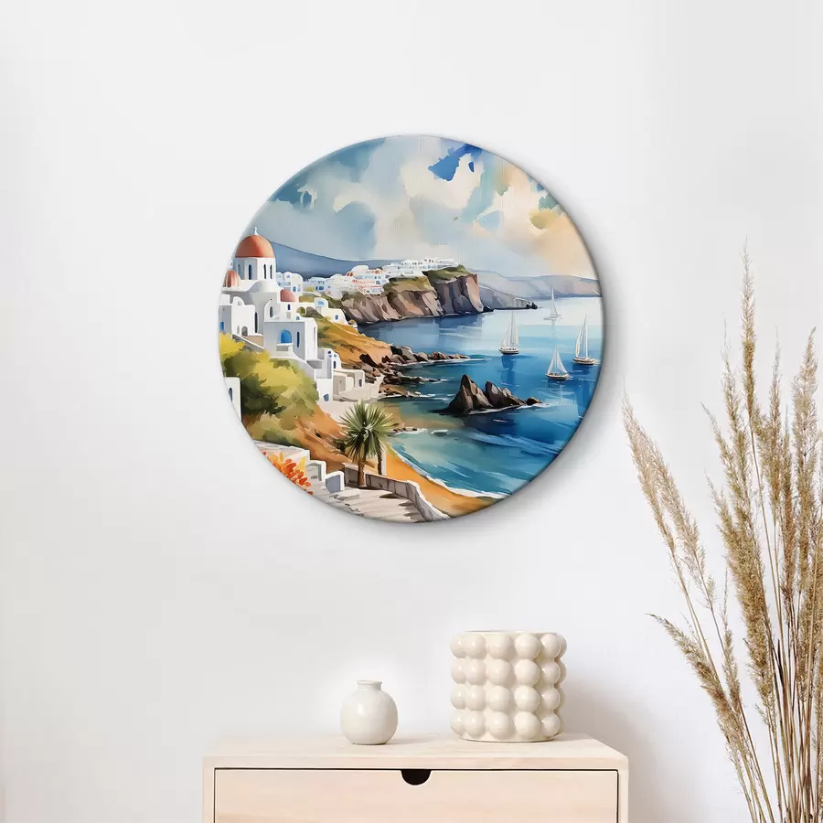  Schilderijen Uitzicht op de stad Santorini r39304