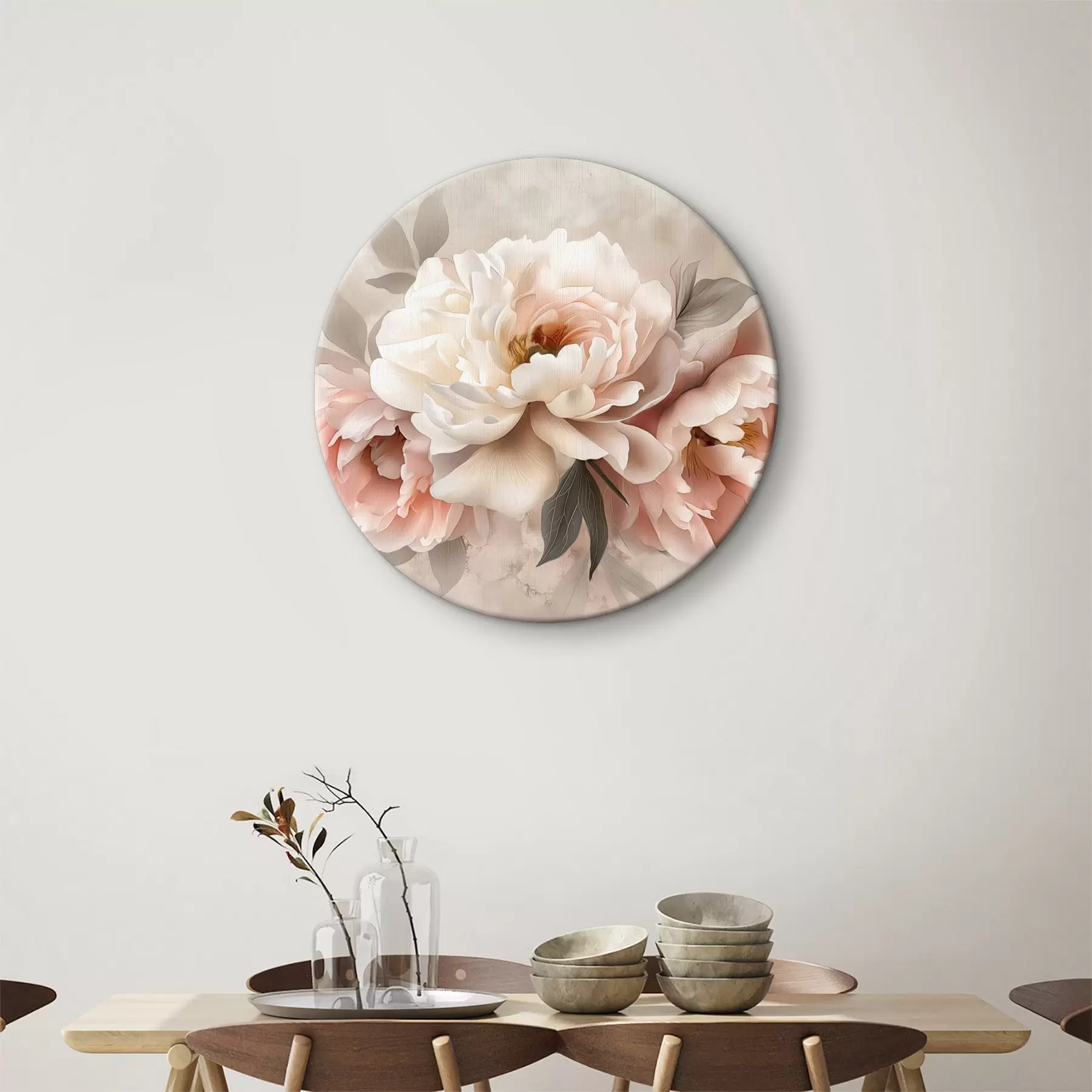  Peintures bouquet abstrait de pivoines dans des tons roses r39324