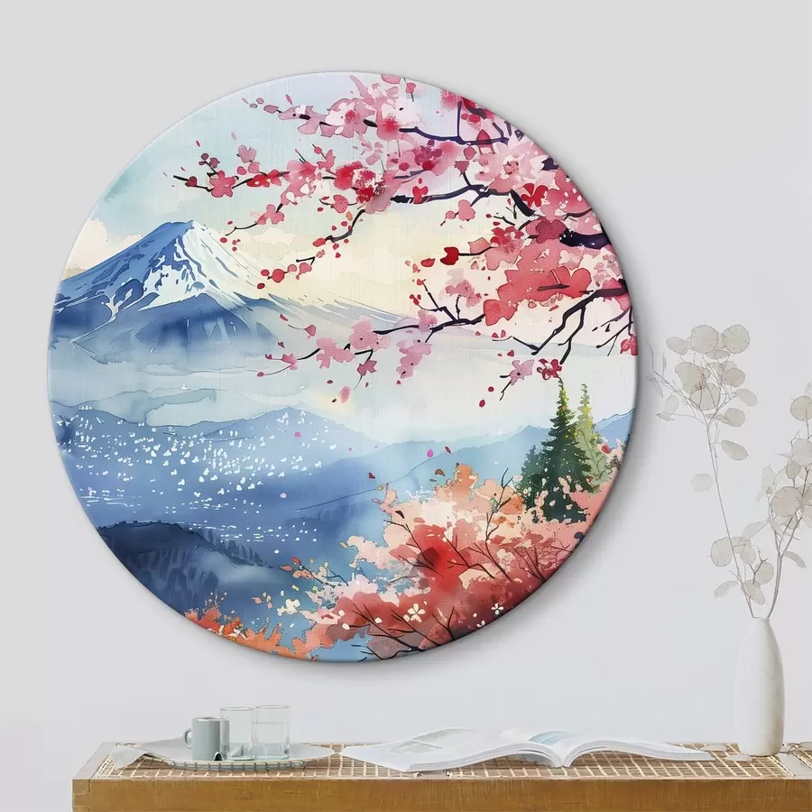  Schilderijen Berg Fuji-landschap, oosterse natuur, kersenbomen, zonsondergang r39775