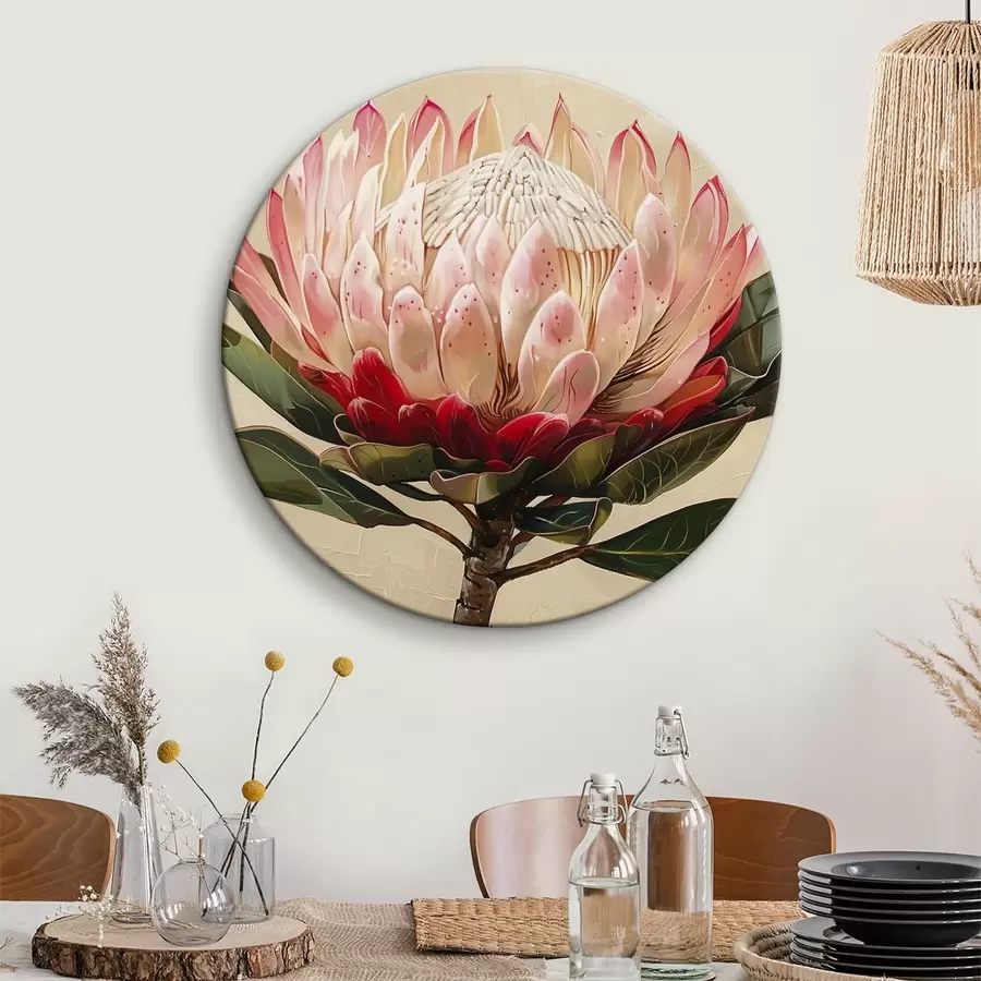  Schilderijen Protea bloem, acryltekening, bloemen, zachte natuurlijke kleuren r39780