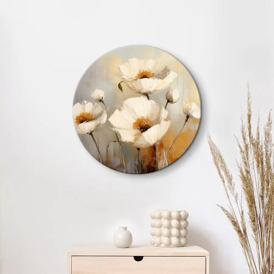  Peintures Peinture à l'huile de coquelicots blancs, couleur bleu et orange r39815