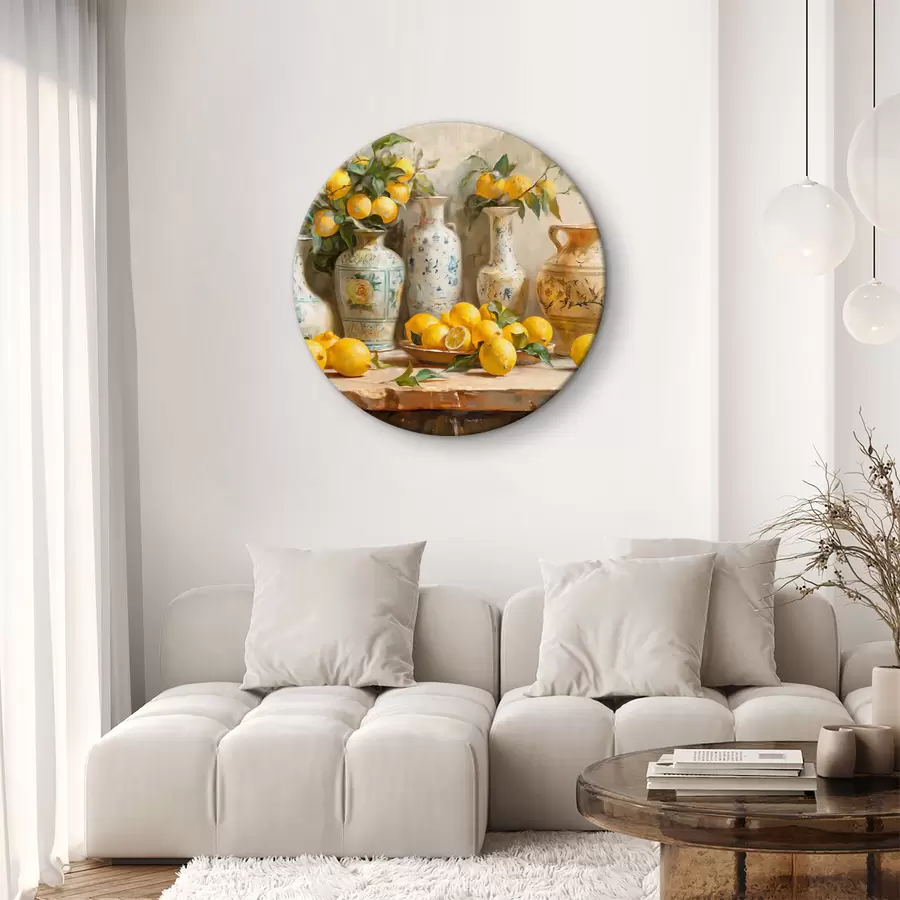  Schilderijen Citroenen en vintage vazen op tafel r39833