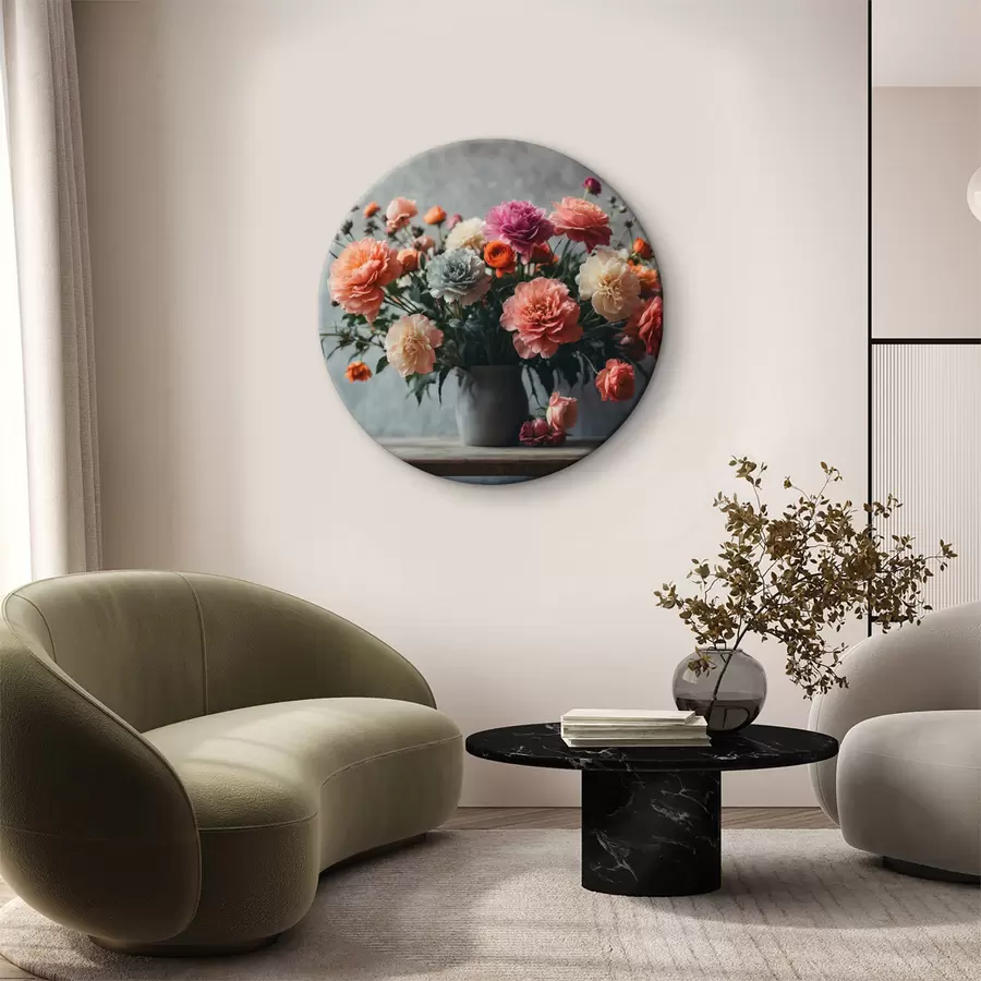  Schilderijen Bloemboeket in een vaas op een tafel r39859