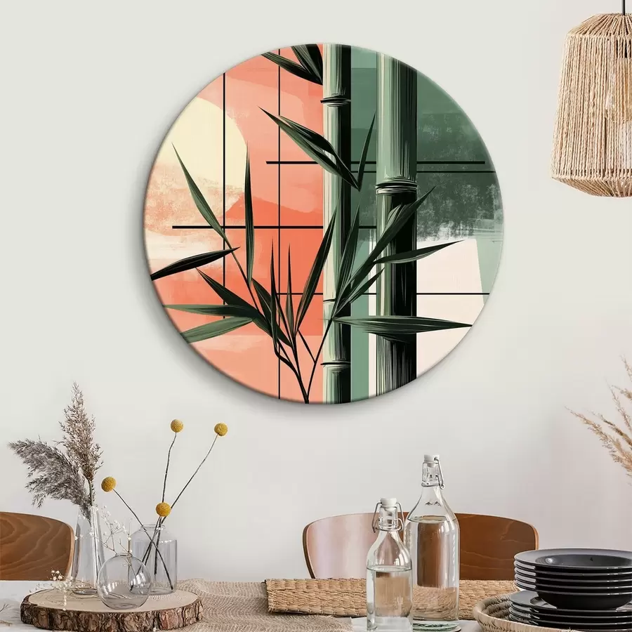  Schilderijen Abstract met bamboe en zon r39898