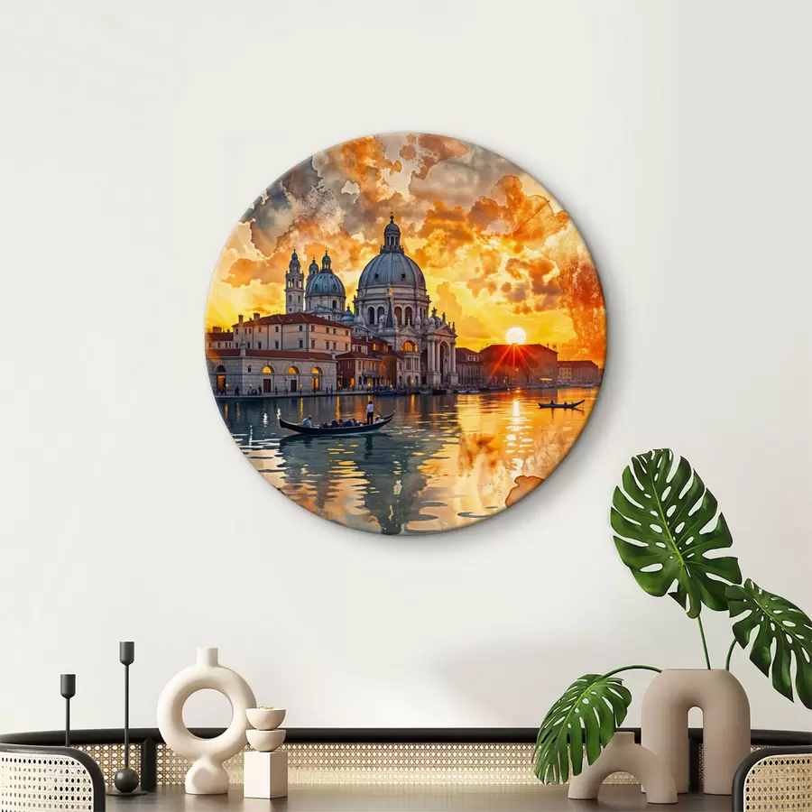  Peintures Un coucher de soleil coloré et spectaculaire sur le Grand Canal à Venise, en Italie, aquarelle r40027
