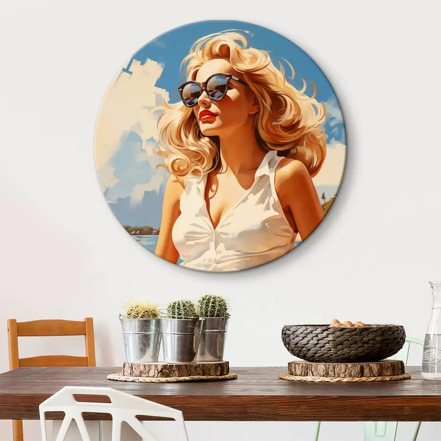  Schilderijen Blond meisje op de zee achtergrond illustratie r40321