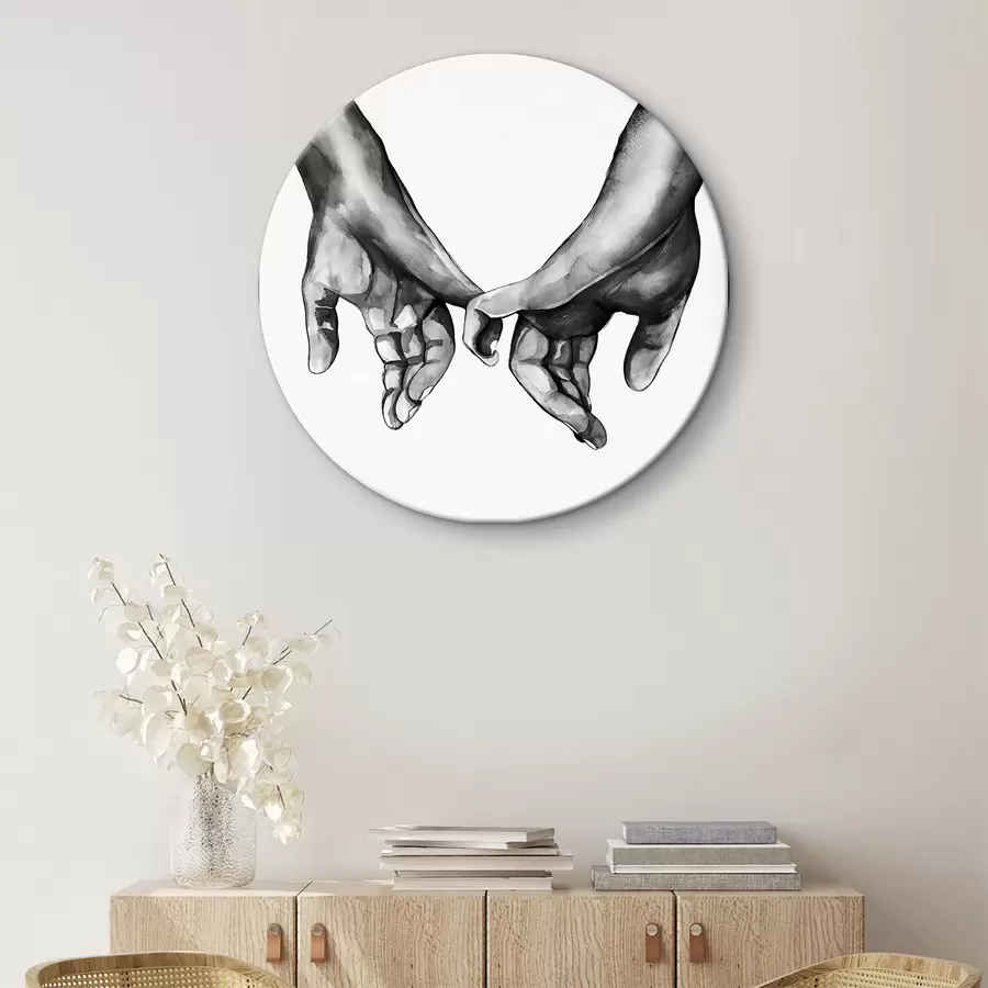  Schilderijen Zwart en wit die handen op een witte achtergrond houden r36848