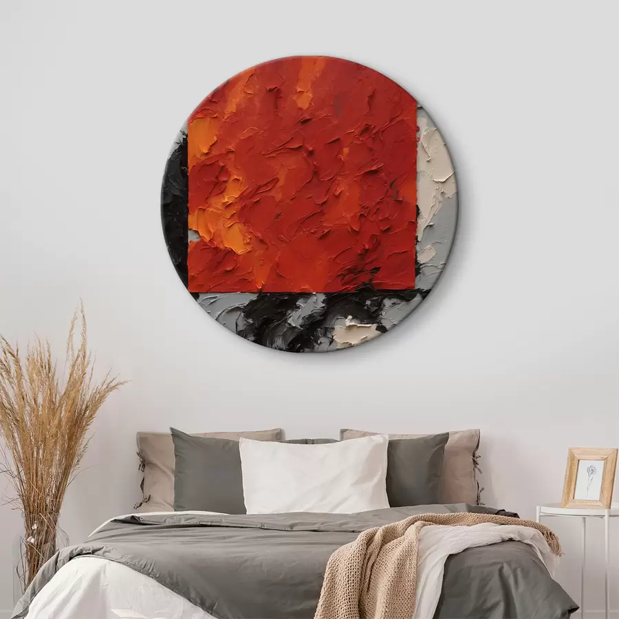  Schilderijen Abstract olieverfschilderij met rood vierkant r37167