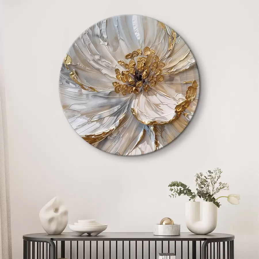  Peintures Gros plan d'une grande fleur blanche avec des étamines jaunes au centre, décoration artistique peinte à l'huile r38755