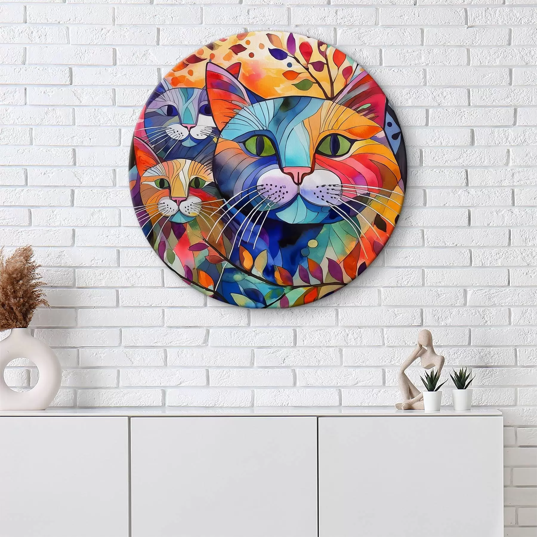  Schilderijen Veelkleurige abstractie met katten r38814