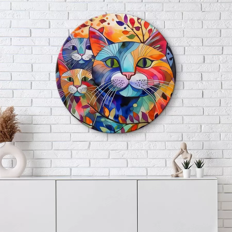  Peintures Abstraction multicolore avec des chats r38814