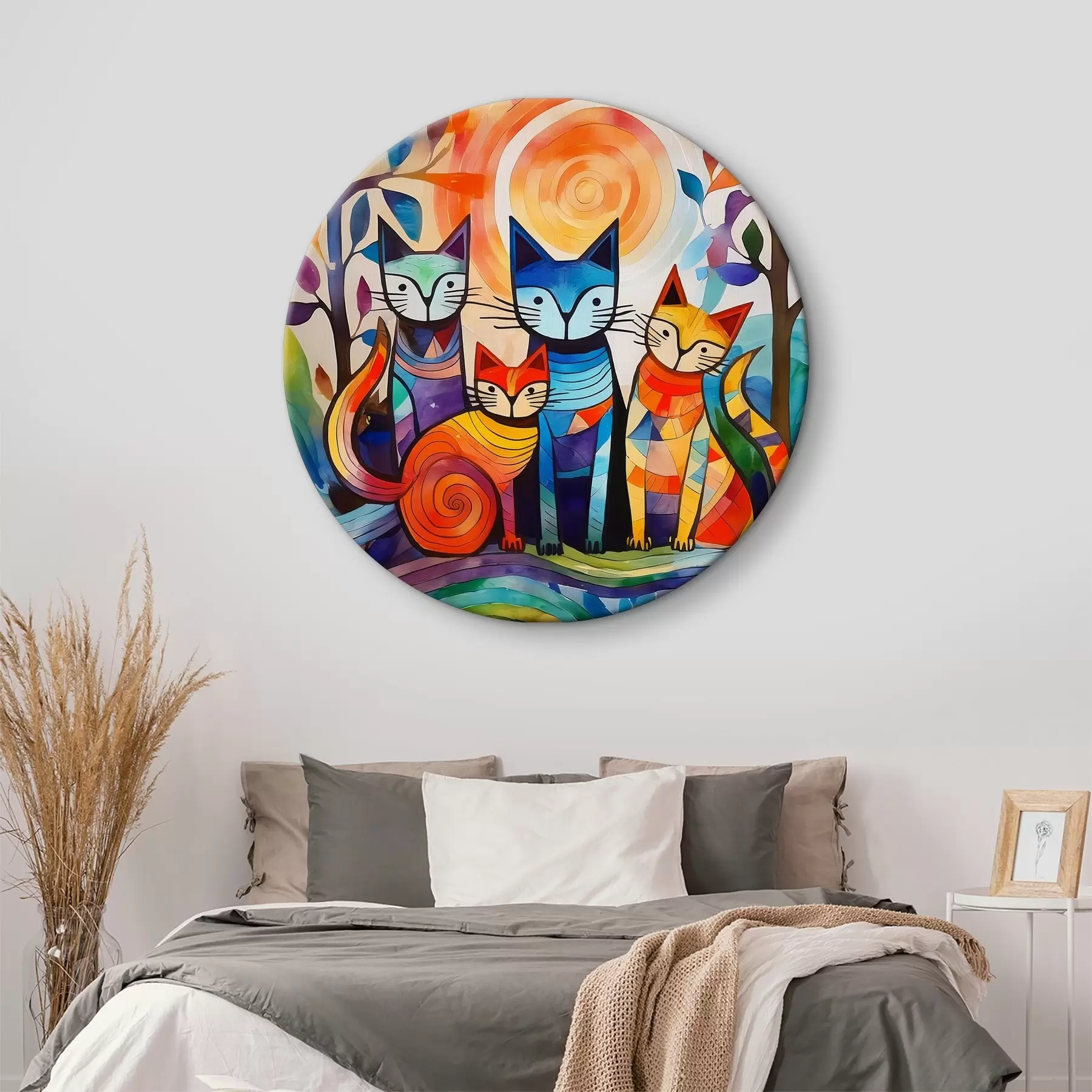  Schilderijen Veelkleurige abstractie met interessante katten r38815