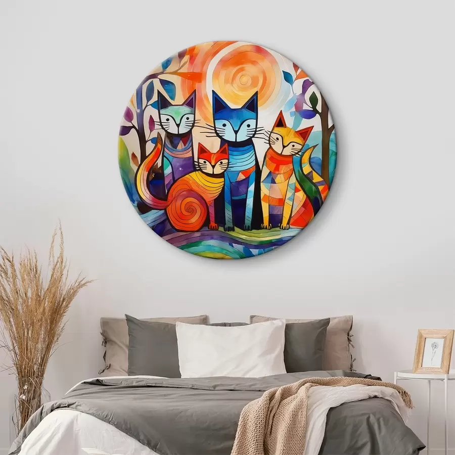  Schilderijen Veelkleurige abstractie met interessante katten r38815