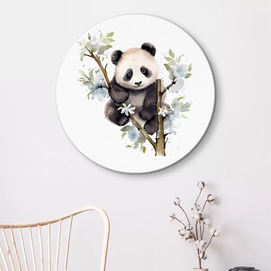  Peintures Panda assis parmi les fleurs r38924