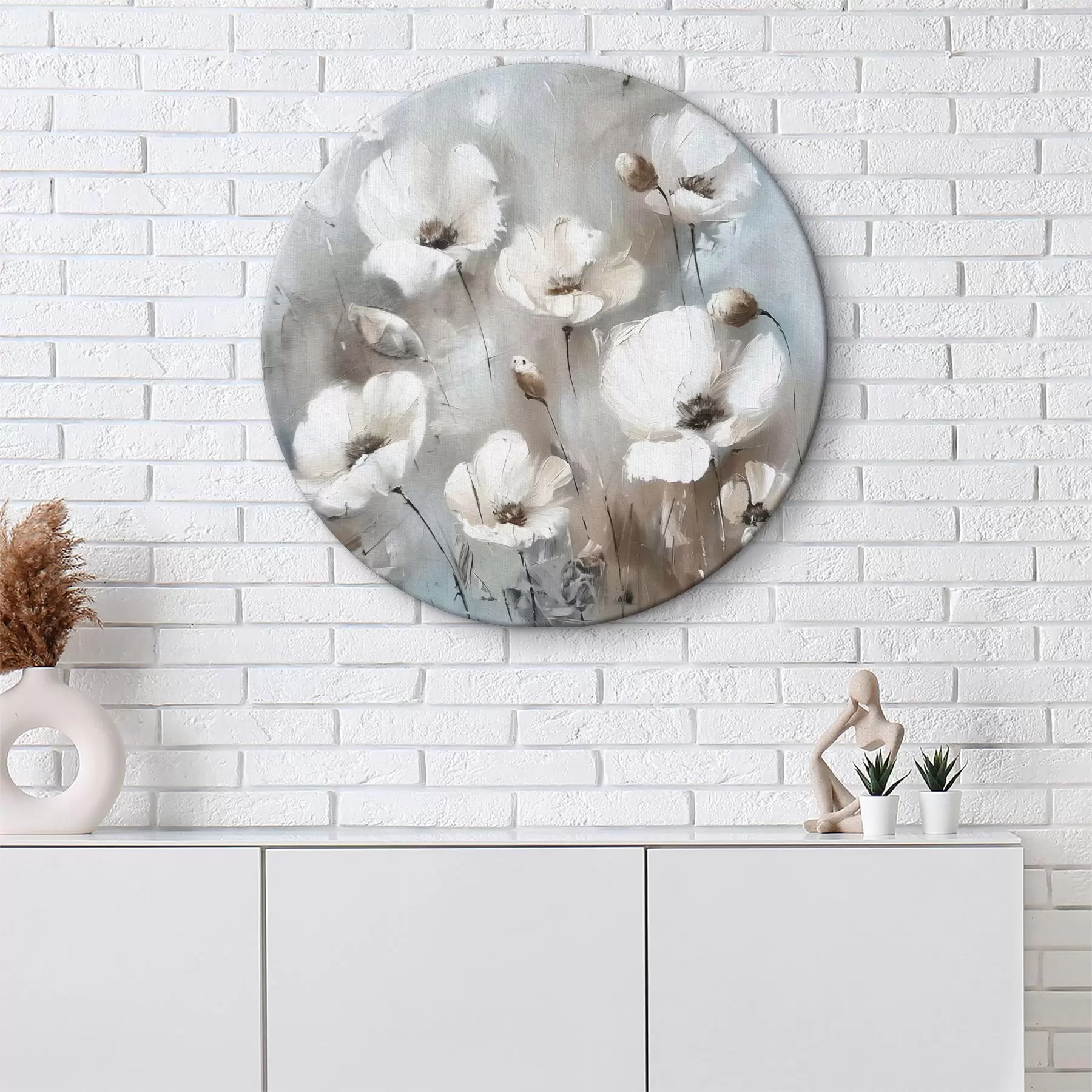  Peintures Texture imprimée de plantes de fleurs sauvages blanches r38925