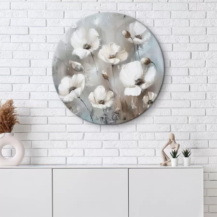  Peintures Texture imprimée de plantes de fleurs sauvages blanches r38925