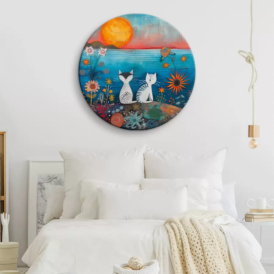  Schilderijen Twee katten kijken naar de zonsopgang r39085