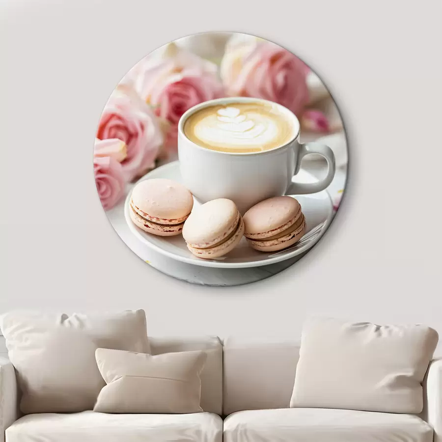  Schilderijen Kopje koffie op een delicate bloemenachtergrond r39232