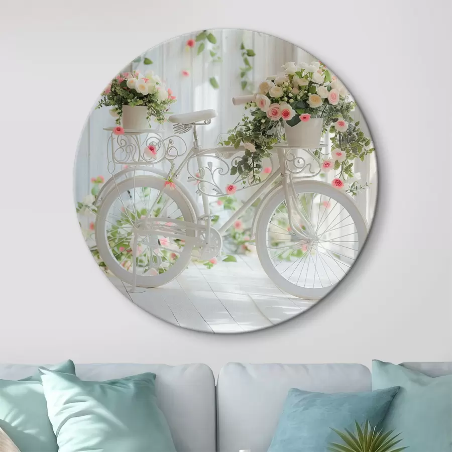  Peintures Vélo blanc avec un panier de fleurs de style provençal r39243