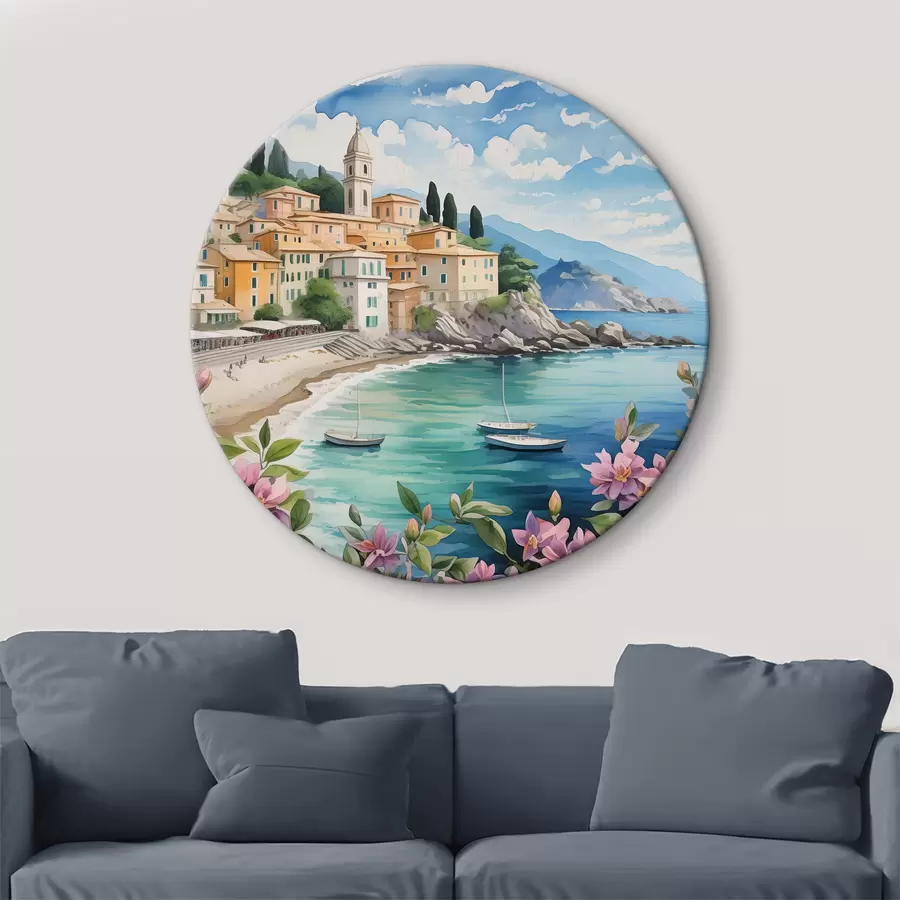  Peintures une ville au bord de la mer en été r39299