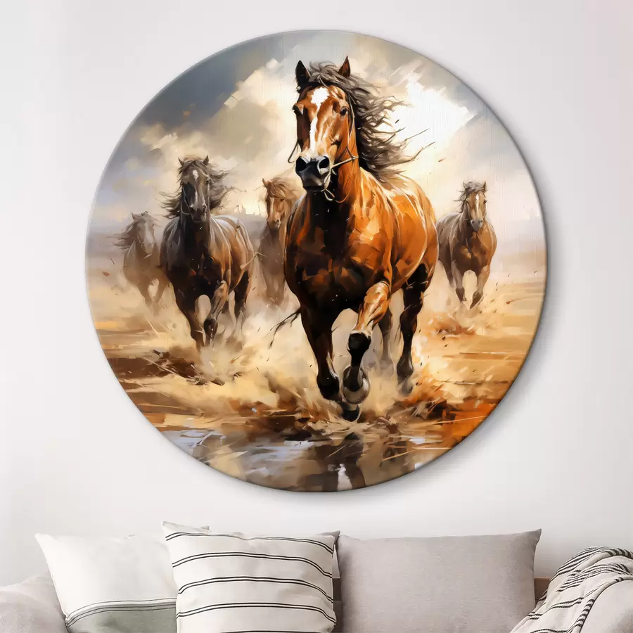  Schilderijen Paarden galopperen over een weideolieverfschilderij r39436