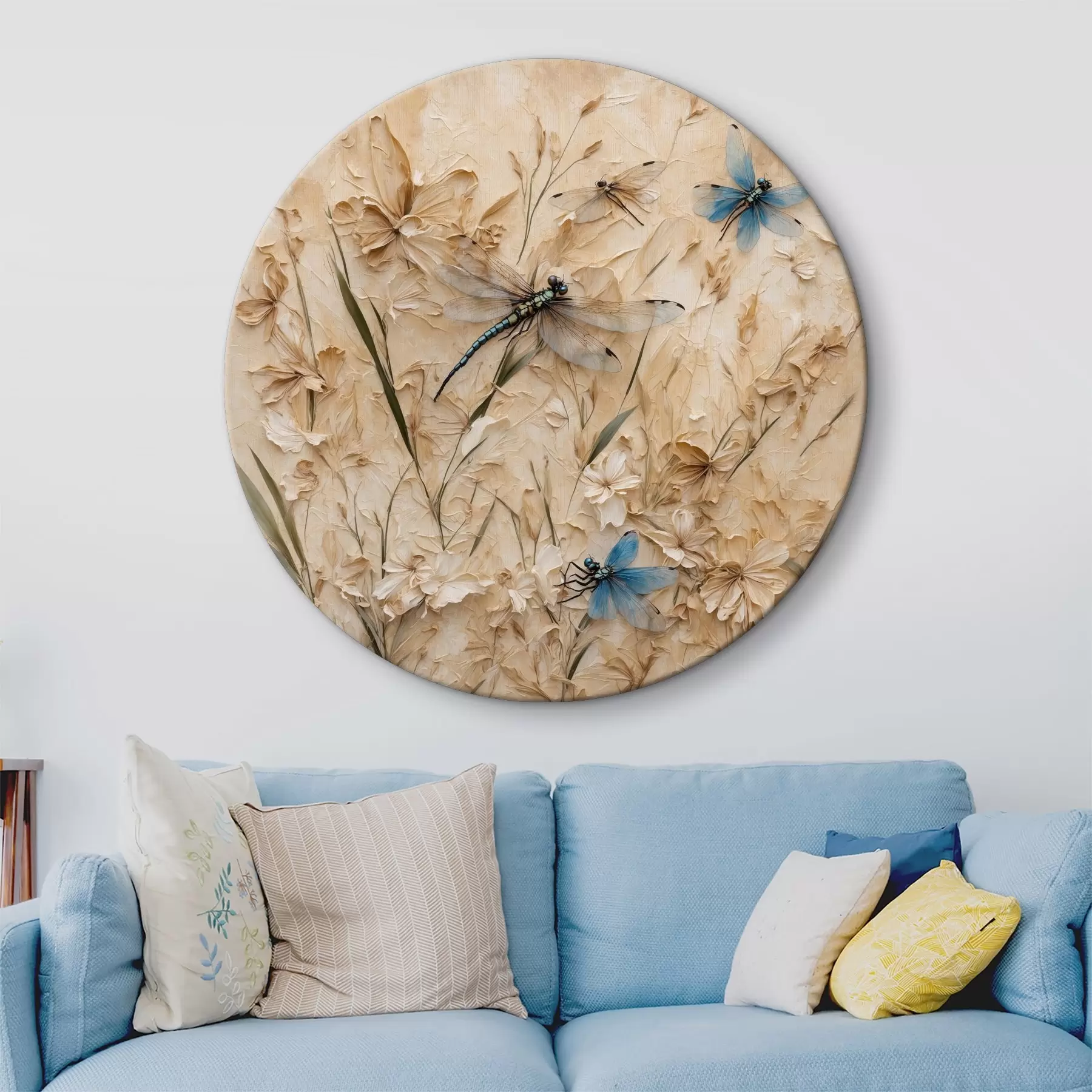  Peintures Libellules sur fond beige abstrait r39600